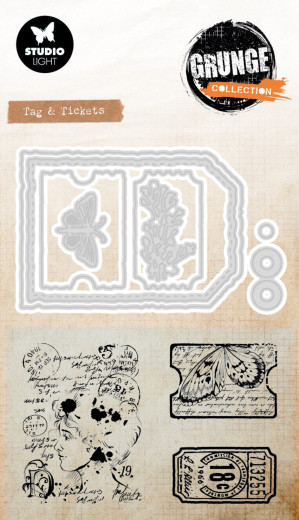 Studio Light - Stamp and Cutting Die - Grunge Collection - Tag & Tickets