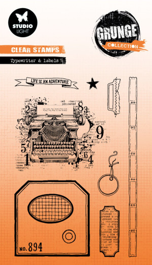 Studio Light Clear Stamps - Grunge Collection Nr. 826 - Typewriter & Labels
