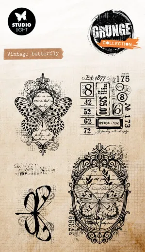 Studio Light - Clear Stamps - Grunge Collection - Vintage Butterfly