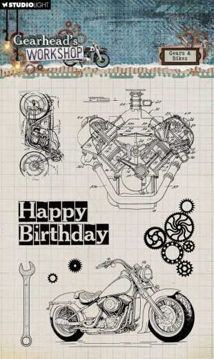 Studio Light Clear Stamps - Gearheads Workshop Nr. 673 - Gears & Bikes