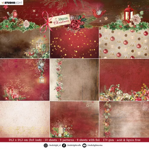 Studio Light 8x8 Paper Pad - Magical Christmas - Background Patterns 2