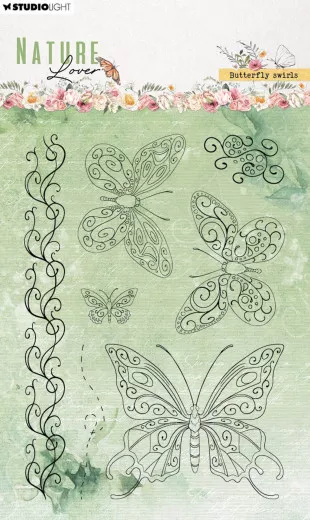 Studio Light Clear Stamps - Nature Lover Nr. 591 - Butterfly Swirls