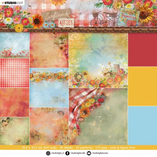 Studio Light 8x8 Paper Pad Backgrounds - Sunflower Kisses