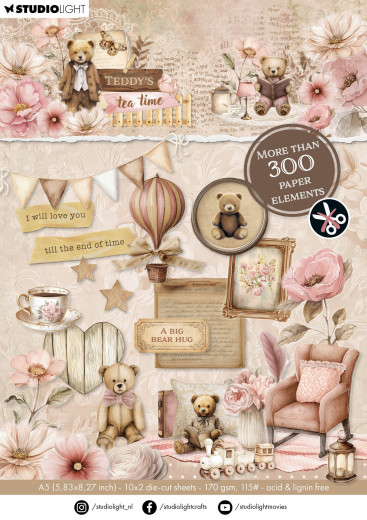 Studio Light - Die-Cut Paper Pad - Teddy's Tea Time