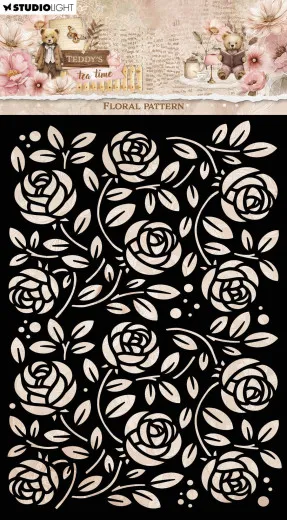 Studio Light - Masks / Stencils - Teddy's Tea Time - Floral Pattern