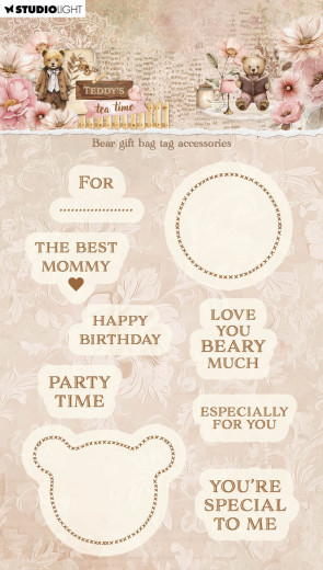Studio Light - Clear Stamps - Teddy's Tea Time - Bear Gift Bag Tag Accesories