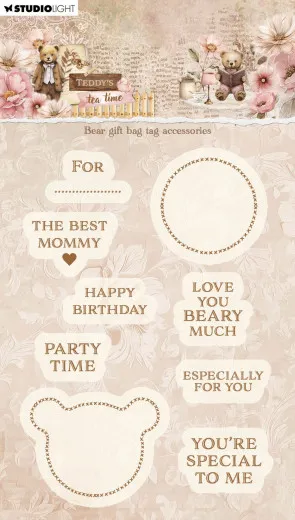 Studio Light - Clear Stamps - Teddy's Tea Time - Bear Gift Bag Tag Accesories