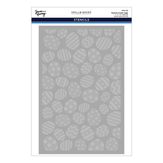 Simon Hurley - Stencil - Happy Spring - Layered Ornate Eggs