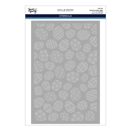 Simon Hurley - Stencil - Happy Spring - Layered Ornate Eggs