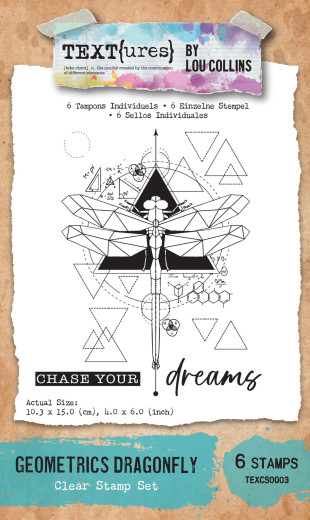 TEXT{ures} - Clear Stamps - Dragonfly Dreams - Geometrics Dragonfly by Lou Collins