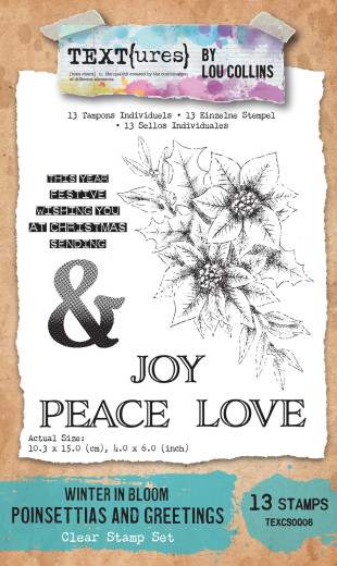 TEXT{ures} - Clear Stamps - Winter in Bloom - Poinsettias and Greetings by Lou Collins