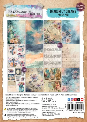 TEXT{ures} - 6x8 Paper Pad - Dragonfly Dreams by Lou Collins
