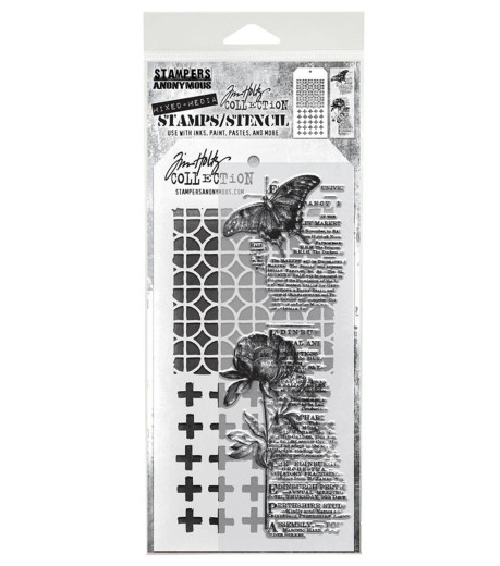 Tim Holtz Mixed-Media Stamps & Stencil - Set #60 - Botanic Collage
