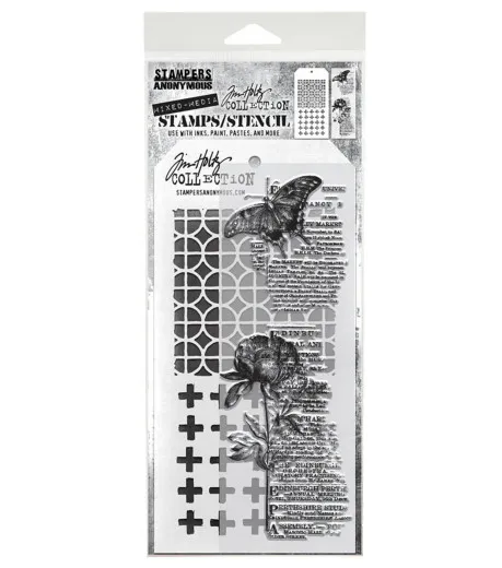 Tim Holtz Mixed-Media Stamps & Stencil - Set #60 - Botanic Collage