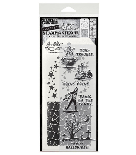 Tim Holtz Mixed-Media Stamps & Stencil - Halloween Sketch