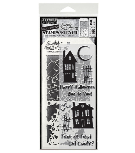 Tim Holtz Mixed-Media Stamps & Stencil - Ghost Town