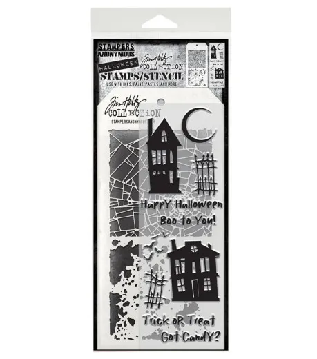 Tim Holtz Mixed-Media Stamps & Stencil - Ghost Town