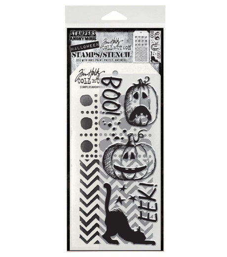 Tim Holtz Mixed-Media Stamps & Stencil - Eek A Boo