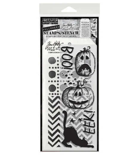 Tim Holtz Mixed-Media Stamps & Stencil - Eek A Boo