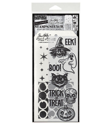 Tim Holtz Mixed-Media Stamps & Stencil - Retro Frights