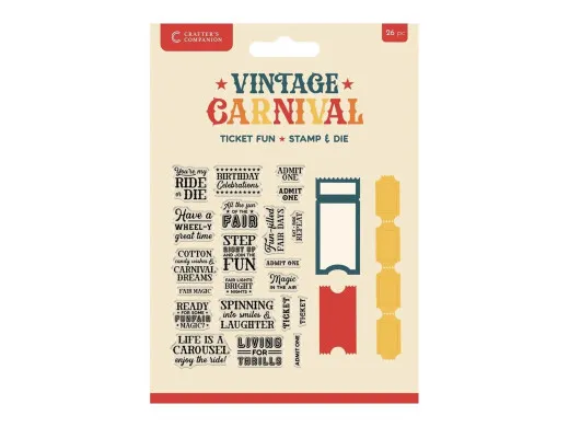 Clear Stamp & Cutting Die - Vintage Carnival - Ticket Fun