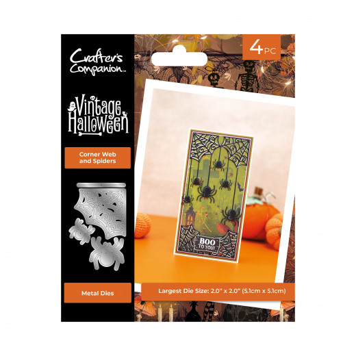 Metal Cutting Die - Vintage Halloween - Corner Web and Spiders