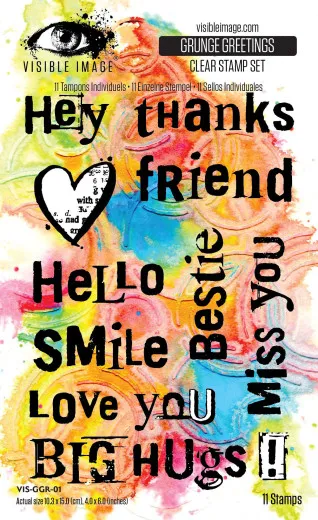 Visible Image - Clear Stamps - Grunge Florals - Grunge Greetings