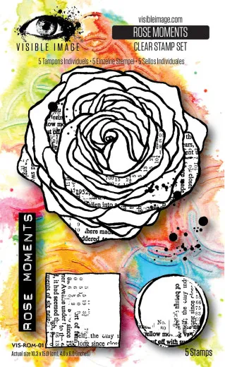 Visible Image - Clear Stamps - Grunge Florals - Rose Moments