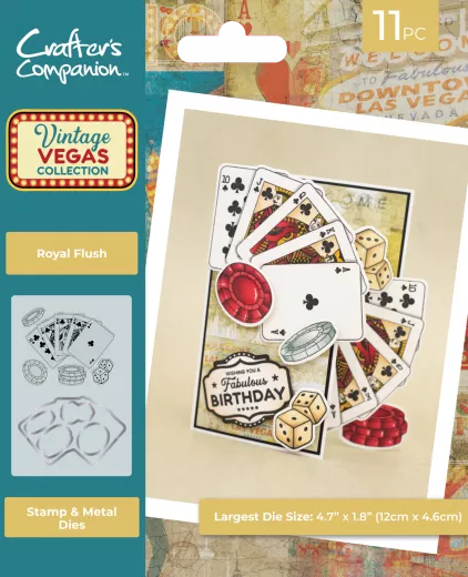 Clear Stamp & Cutting Die - Vintage Vegas - Royal Flush