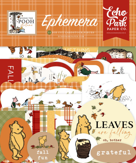 Die Cut Cardstock Pieces - Winnie The Pooh Autumn - Ephemera