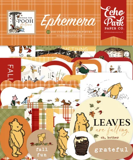 Die Cut Cardstock Pieces - Winnie The Pooh Autumn - Ephemera