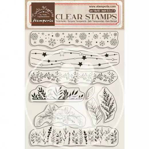 Stamperia Clear Stamps - Create Happiness Christmas - Borders With Leaves