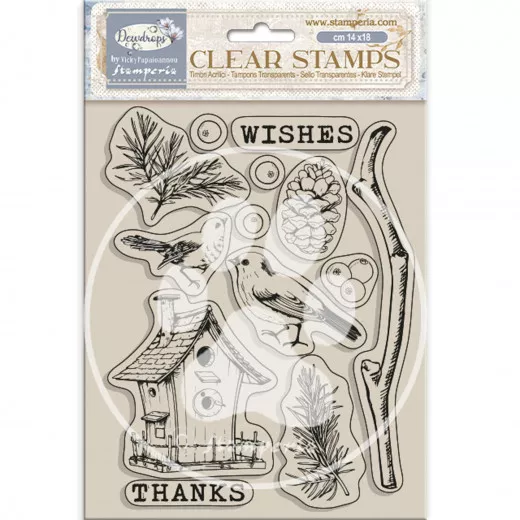 Stamperia Clear Stamps - Dewdrops - Nest Bird