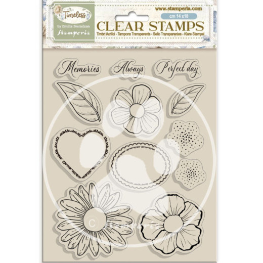 Stamperia Clear Stamps - Timeless - Flowers and Hearts