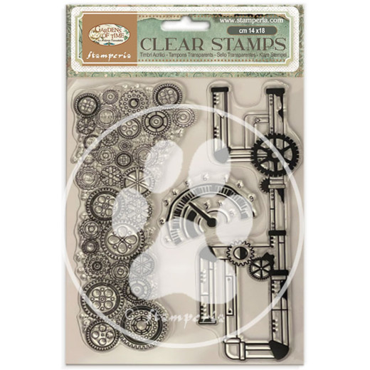 Stamperia Clear Stamps - Gardens of Time - Tubes and Clocks by Antonis Tzanidakis