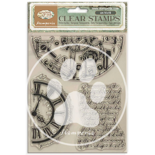 Stamperia Clear Stamps - Gardens of Time - Half Clocks and Writtings by Antonis Tzanidakis