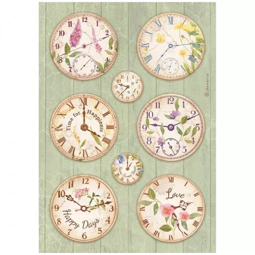 Stamperia Rice Paper - Welcome Home Clocks