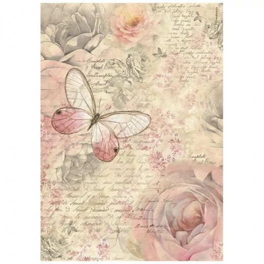 Stamperia Rice Paper - Shabby Rose - Butterfly