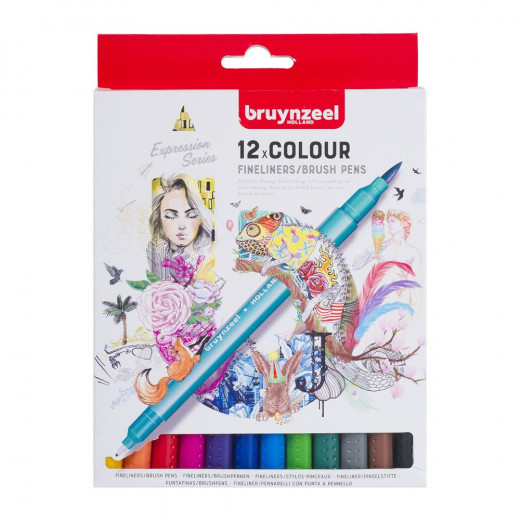 Bruynzeel Fineliner Brush Pen Set 12er Set