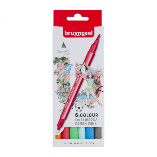 Bruynzeel Fineliner Brush Pen Set 6er - Rio de Janeiro