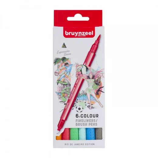 Bruynzeel Fineliner Brush Pen Set 6er - Rio de Janeiro