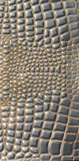 Verzierwachsplatte - Croco schwarz-gold