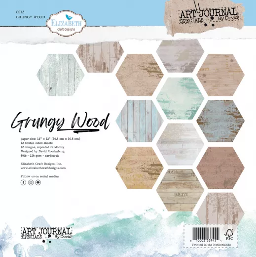 Art Journal 12x12 Paper Pack - Grungy Wood