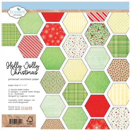 Elizabeth Crafts Design - 12x12 Paper Pack - Holly Jolly Christmas