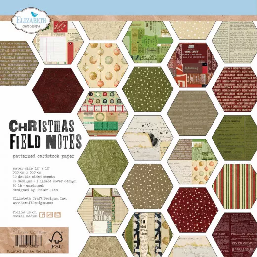 Elizabeth Crafts Design - 12x12 Paper Pack - Christmas Field Notes