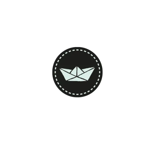 Stempel flächig Kreis Naht Papierboot