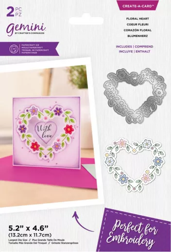 Gemini Create-A-Card Cutting Die - Embroidery Frame Floral Heart