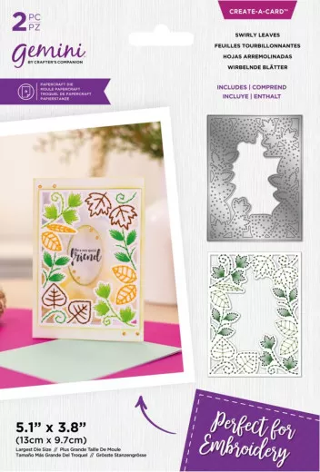 Gemini Create-A-Card Cutting Die - Embroidery Frame Swirly Leaves