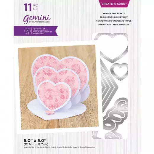 Gemini Create A Card Metal Die - Triple Easel Hearts