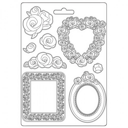 Soft Mould A4 - Rose Parfum frames and roses